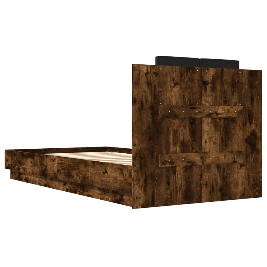 Bedframe Met Hoofdbord En Led Gerookt Eikenkleurig 90X190 Cm