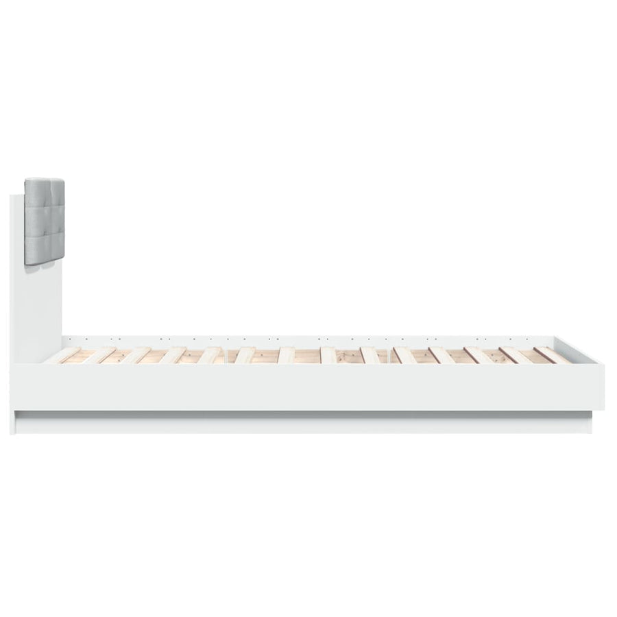 Bedframe Met Hoofdbord En Led-Verlichting Wit 75X190 Cm