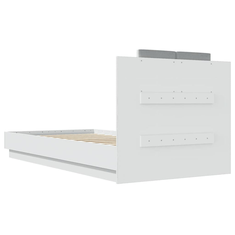 Bedframe Met Hoofdbord En Led-Verlichting Wit 75X190 Cm