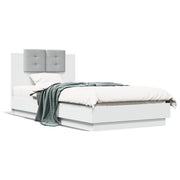 Bedframe 75x190 cm wit met LED hoofdbord