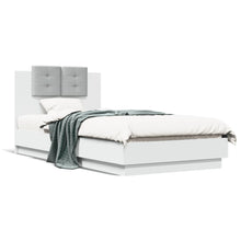 Bedframe Met Hoofdbord En Led-Verlichting Wit 75X190 Cm