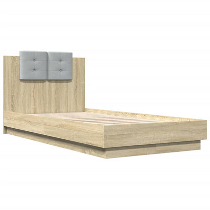Bedframe Met Hoofdbord En Led Sonoma Eikenkleurig 75X190 Cm