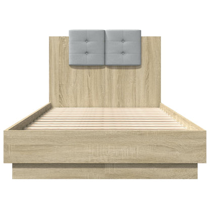 Bedframe Met Hoofdbord En Led Sonoma Eikenkleurig 75X190 Cm