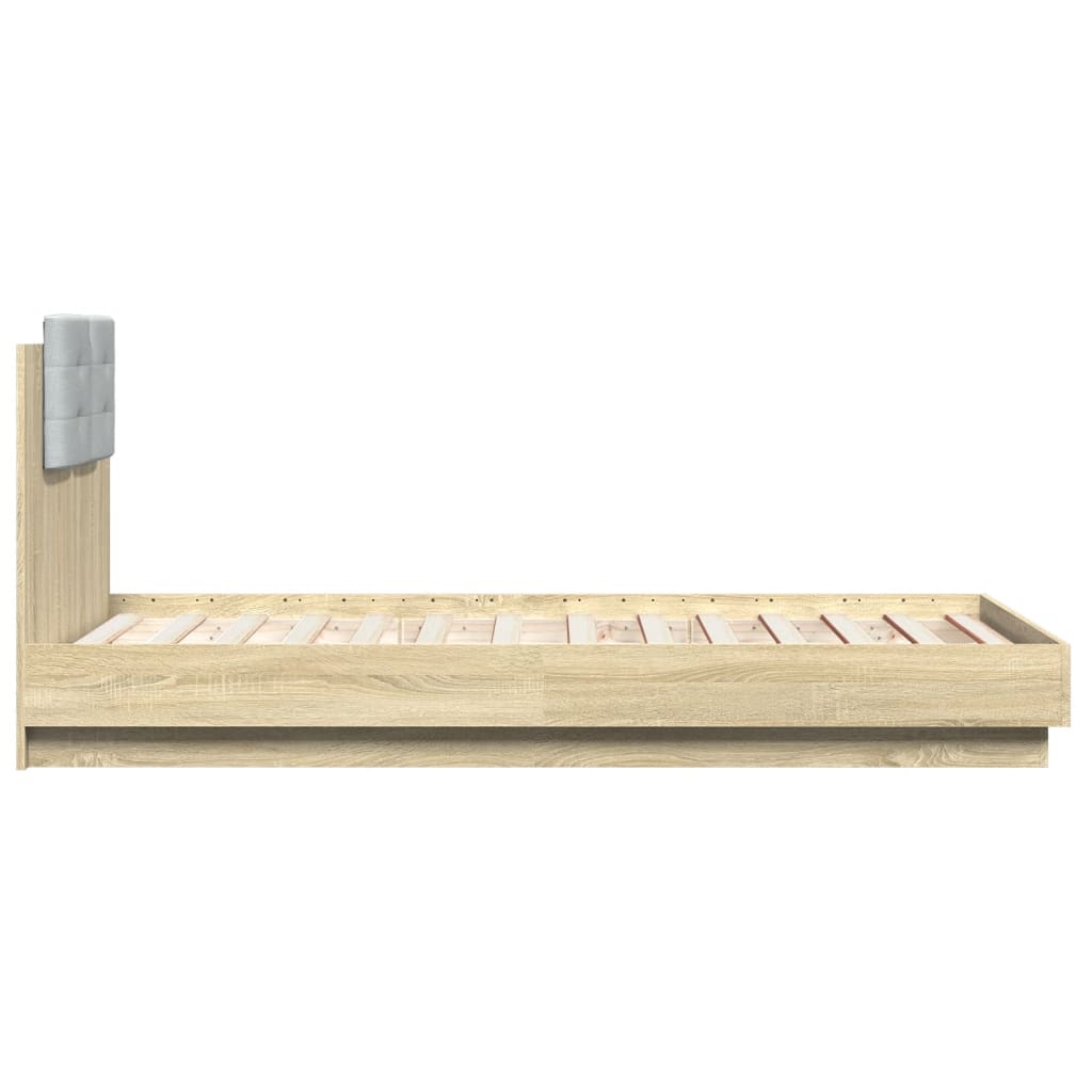 Bedframe Met Hoofdbord En Led Sonoma Eikenkleurig 75X190 Cm