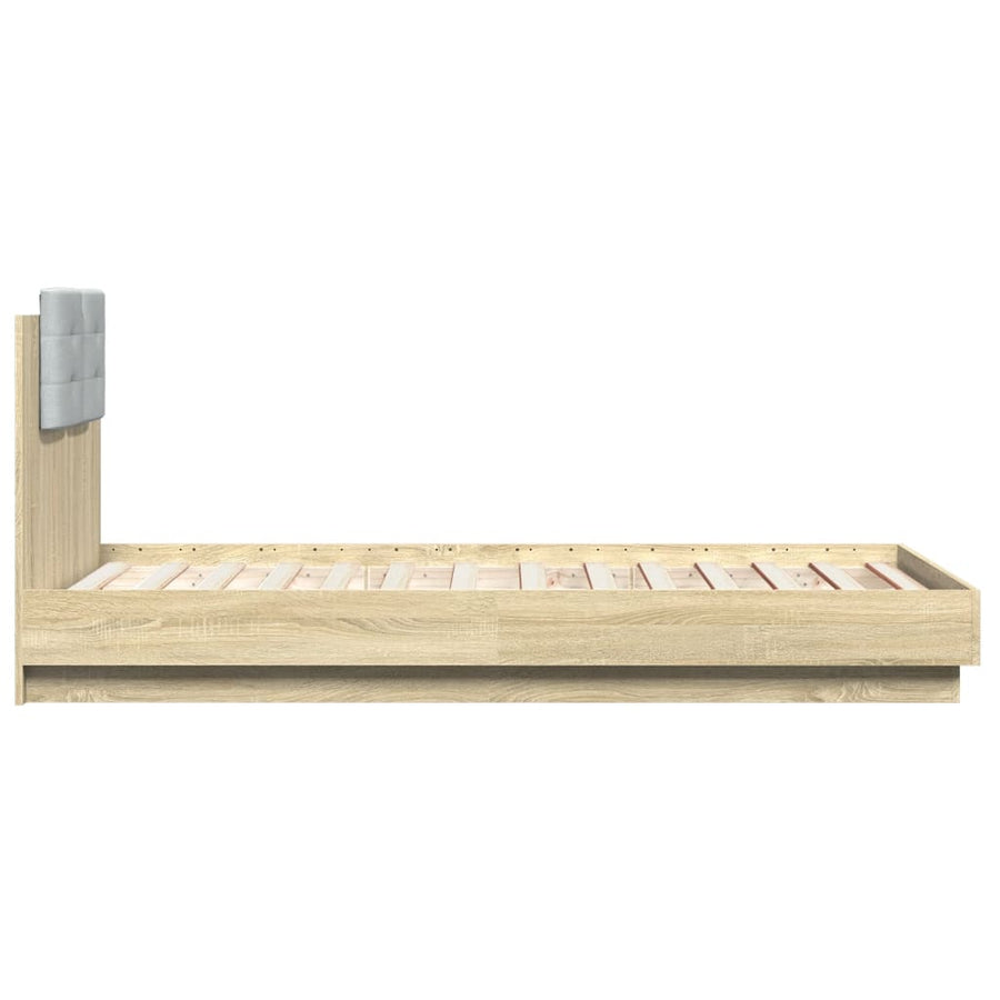 Bedframe Met Hoofdbord En Led Sonoma Eikenkleurig 75X190 Cm