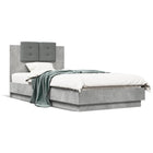 Bed frame with headboard and LED lighting concrete grey 75x190 cm