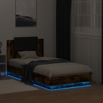 Bedframe Met Hoofdbord En Led Gerookt Eikenkleurig 75X190 Cm