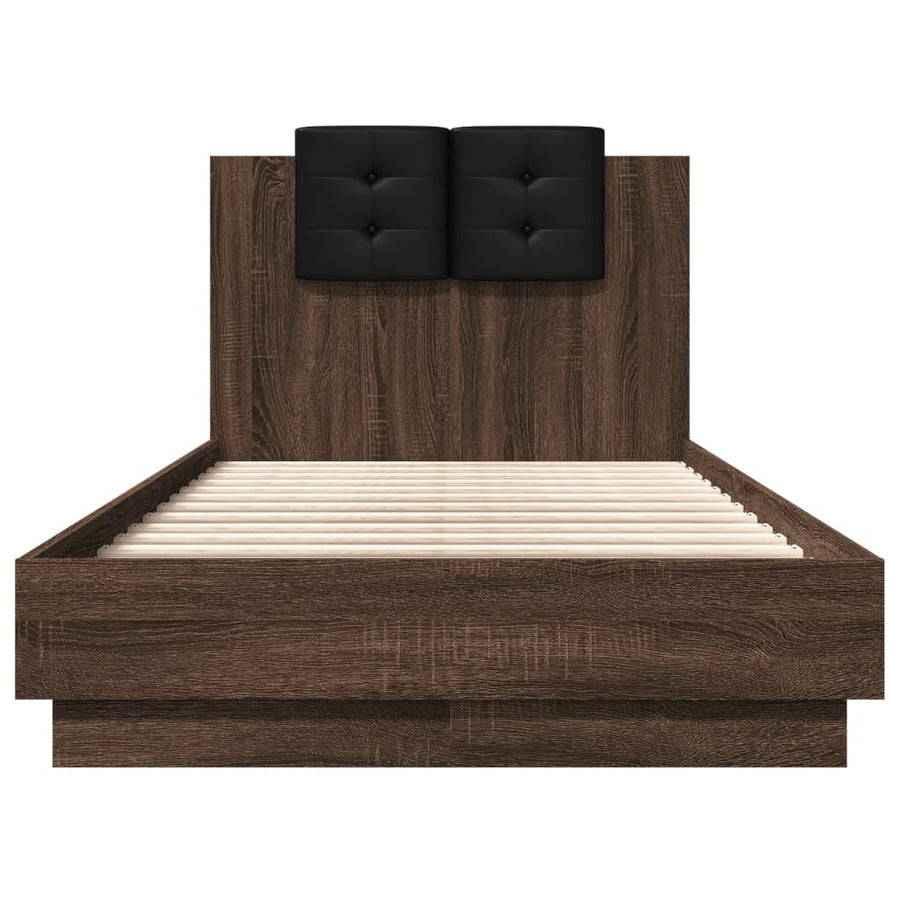 Bedframe Met Hoofdbord En Led Bruineikenkleurig 75X190 Cm