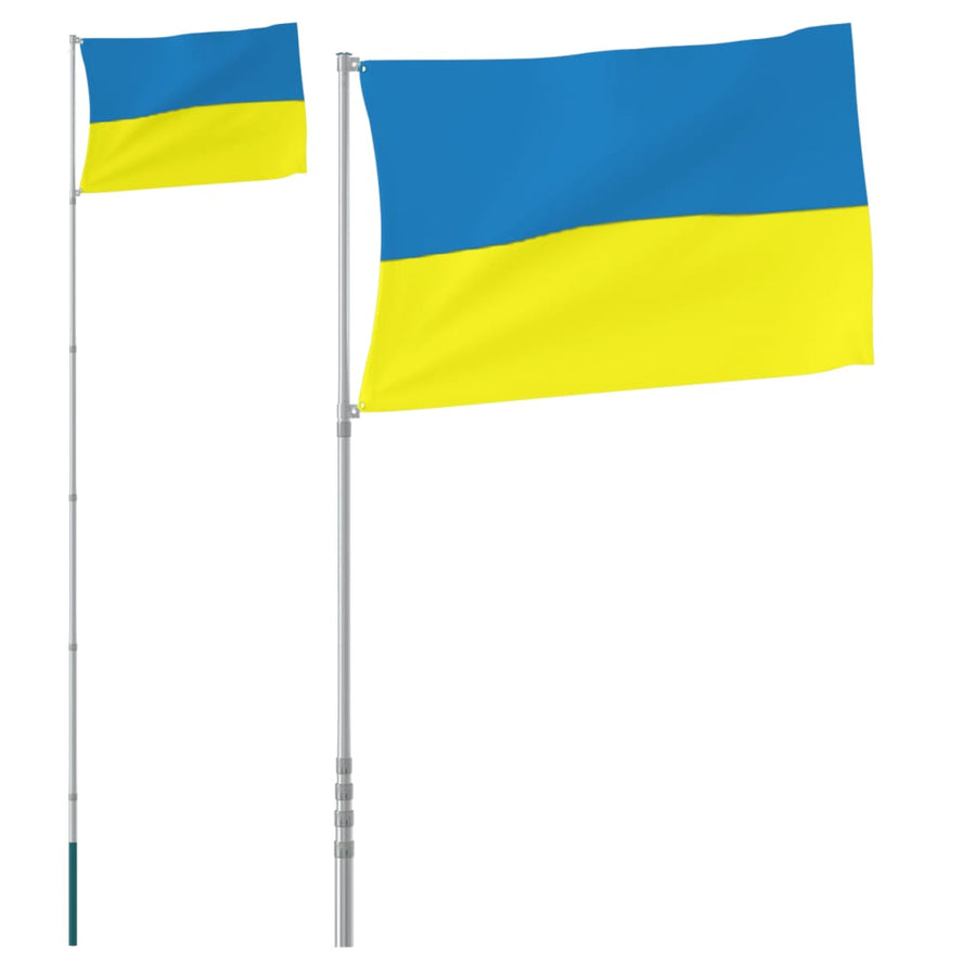 Vlag met vlaggenmast Oekraïne 5,55 m aluminium telescopic 5.55 m ukraine