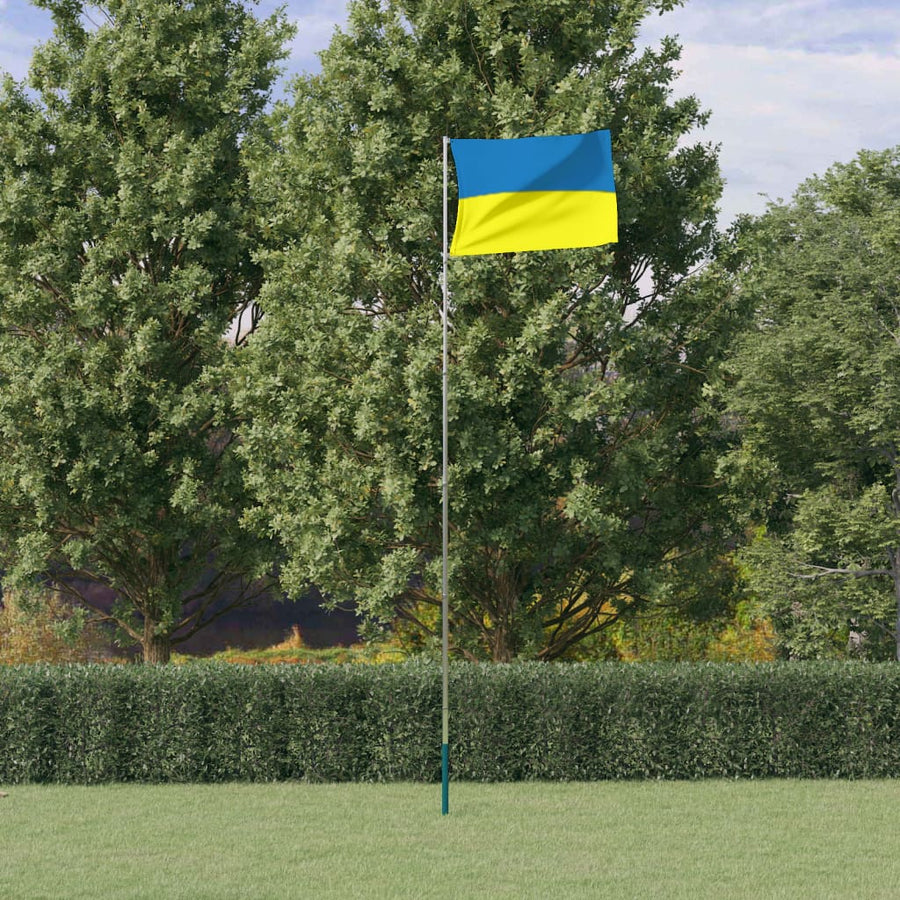 Vlag met vlaggenmast Oekraïne 5,55 m aluminium telescopic 5.55 m ukraine