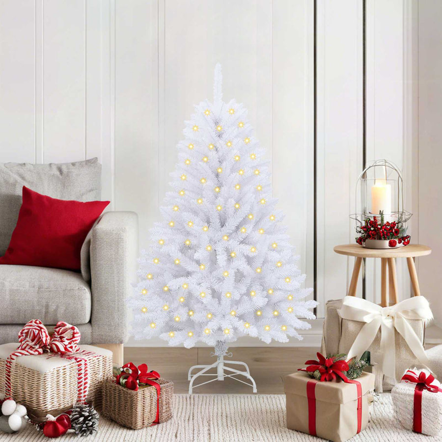 Kunstkerstboom Met 150 Led Pvc En Metaal Wit 120 cm Met LED's
