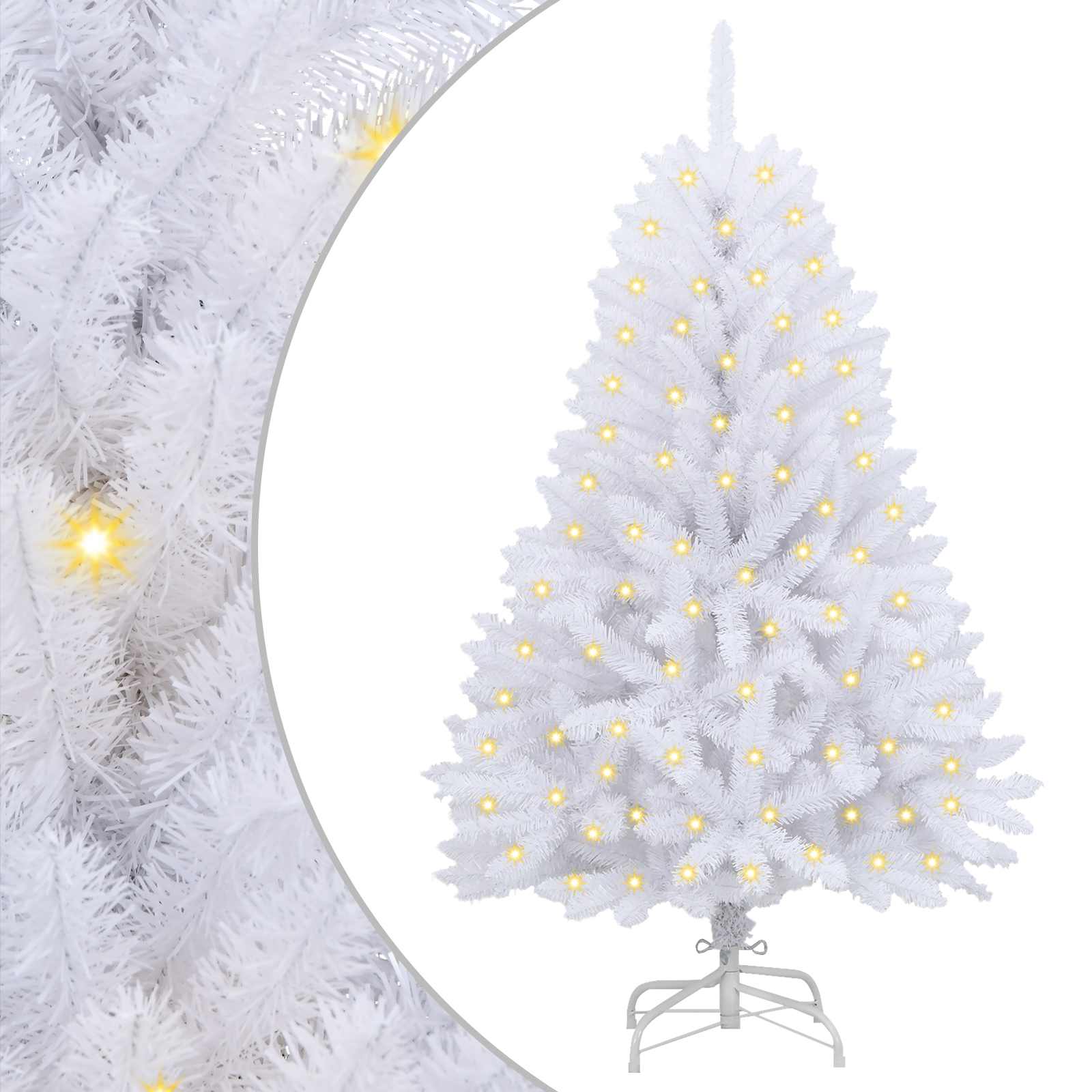 Kunstkerstboom Met 150 Led Pvc En Metaal Wit 120 cm Met LED's