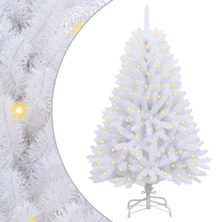 Kunstkerstboom Met 150 Led Pvc En Metaal Wit 120 cm Met LED's