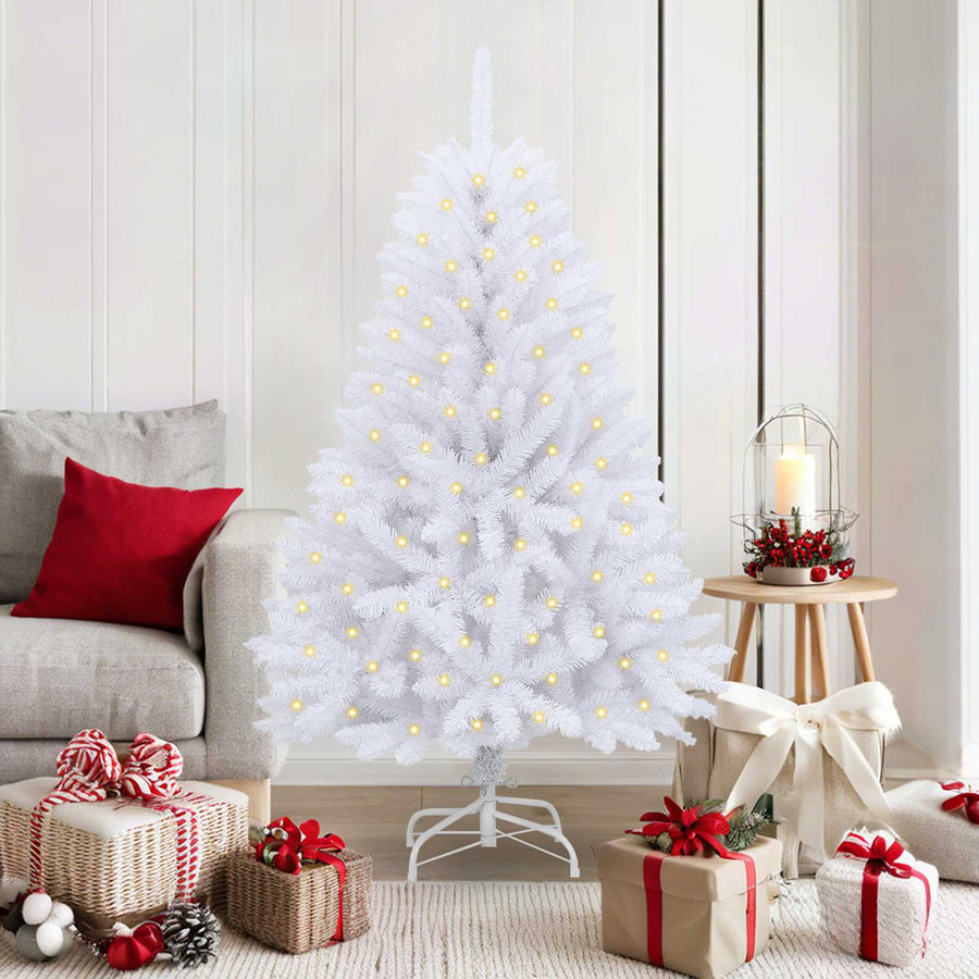 Kunstkerstboom Met 150 Led Pvc En Metaal Wit 150 cm Met LED's