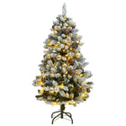 Kunstkerstboom Met Scharnieren 50 Led En Kerstballen Groen En Wit 120 cm met LED's en goudkleurige ballen