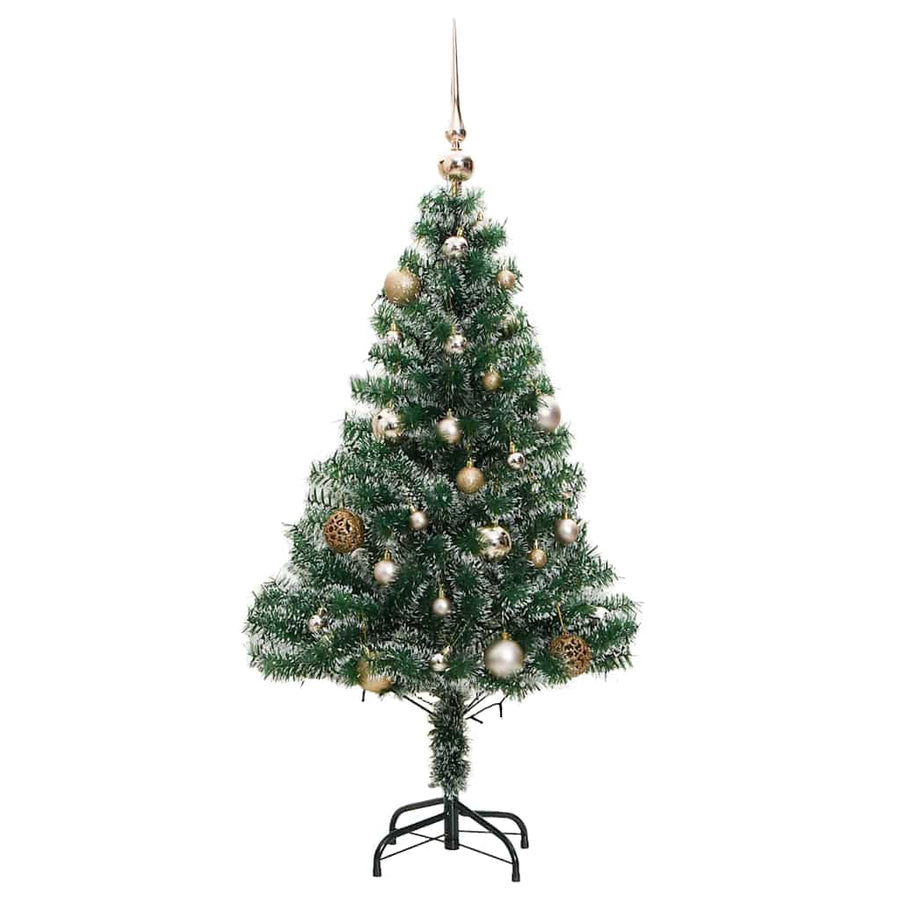 Kunstkerstboom Met 150 Led's Kerstballen En Sneeuw 1
