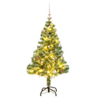 Kunstkerstboom 50 Led's Kerstballen En Sneeuw 150 cm met LED's en roségoudkleurige ballen