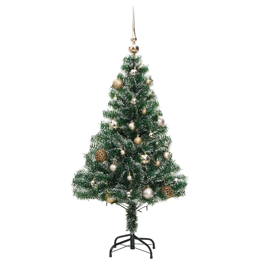 Kunstkerstboom 150 Led's Kerstballen En Sneeuw 150 cm