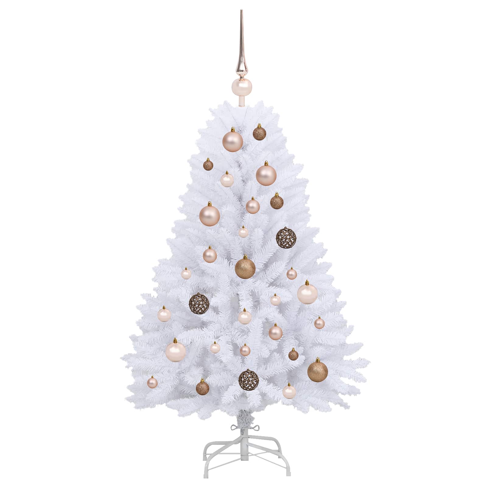 Kunstkerstboom 68 X 68 X Pvc En Metaal Wit 120 cm met LED's en roségouden ballen