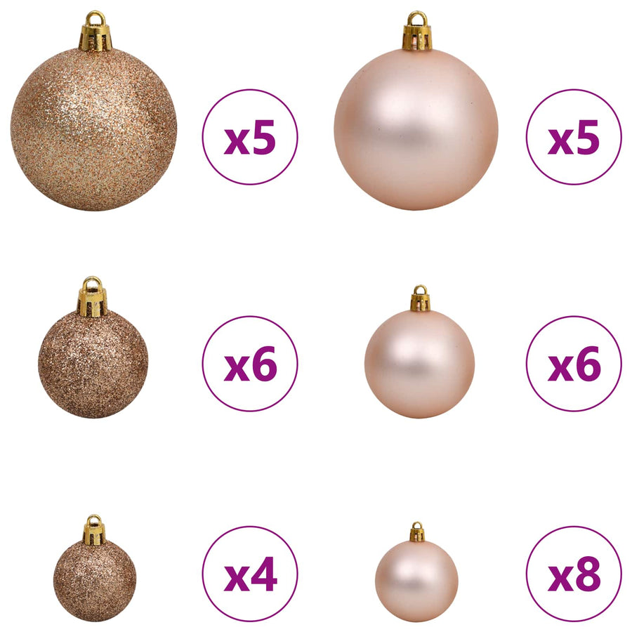 Kunstkerstboom 68 X 68 X Pvc En Metaal Wit 120 cm met LED's en roségouden ballen