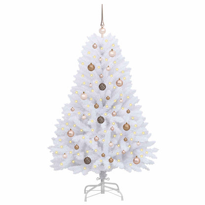 Kunstkerstboom 80 X 80 X Pvc En Metaal Wit 150 cm met LED's en roségouden ballen