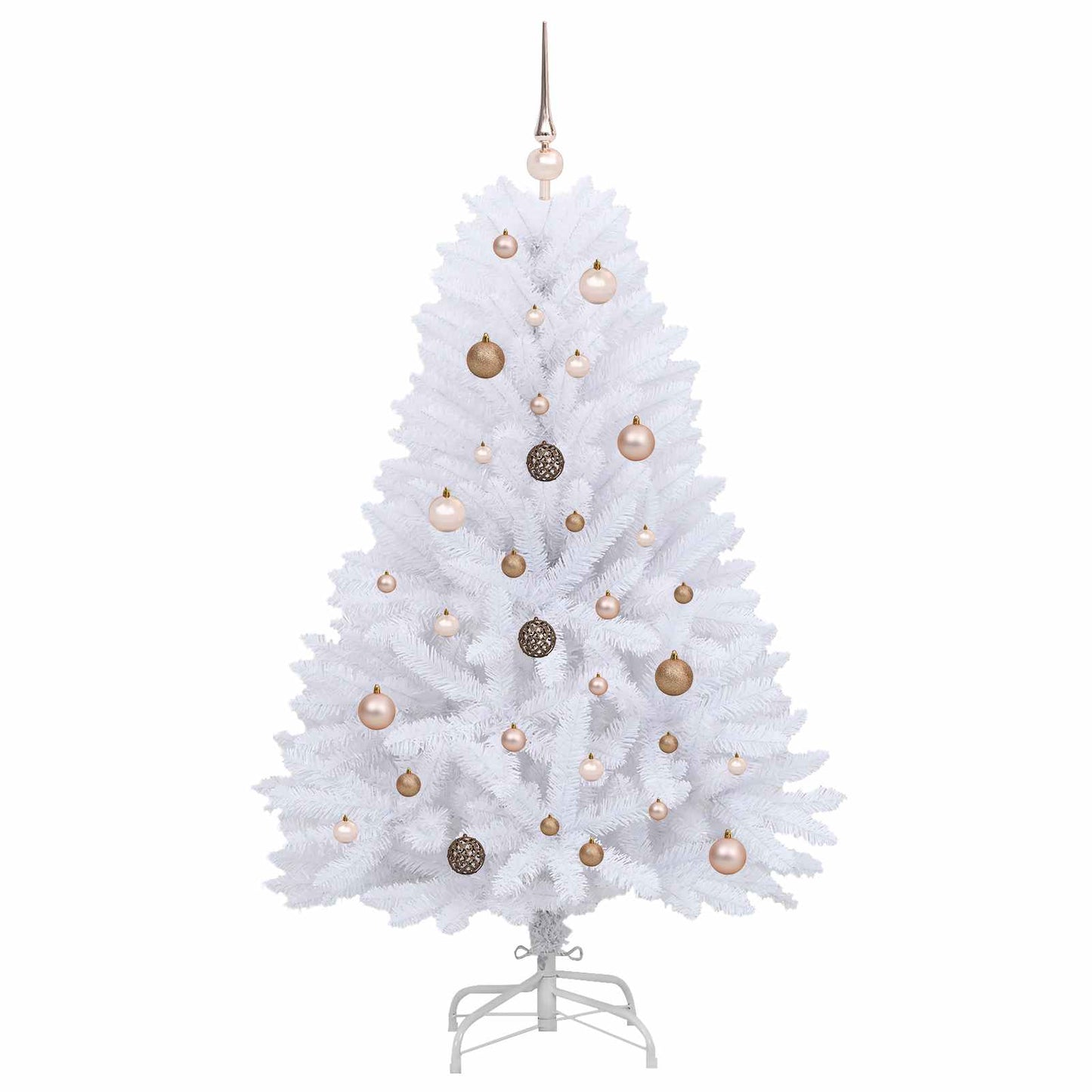 Kunstkerstboom 80 X 80 X Pvc En Metaal Wit 150 cm met LED's en roségouden ballen