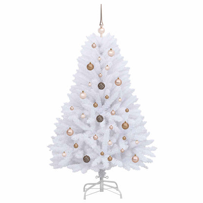 Kunstkerstboom 80 X 80 X Pvc En Metaal Wit 150 cm met LED's en roségouden ballen