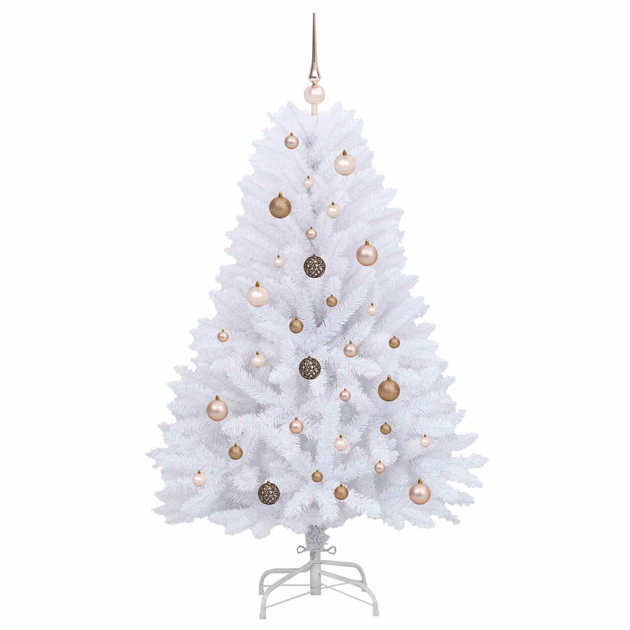 Kunstkerstboom 80 X 80 X Pvc En Metaal Wit 150 cm met LED's en roségouden ballen