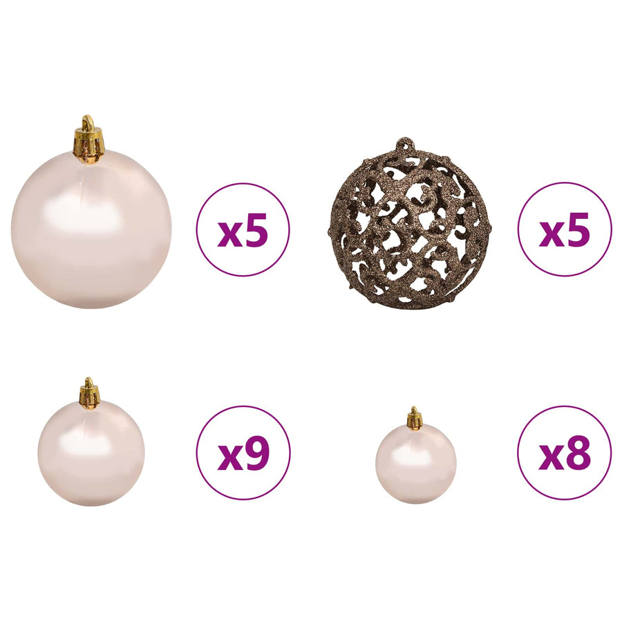 Kunstkerstboom 80 X 80 X Pvc En Metaal Wit 150 cm met LED's en roségouden ballen