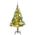 Kunstkerstboom 50 Led's Kerstballen En Sneeuw 150 cm met LED's en witte ballen