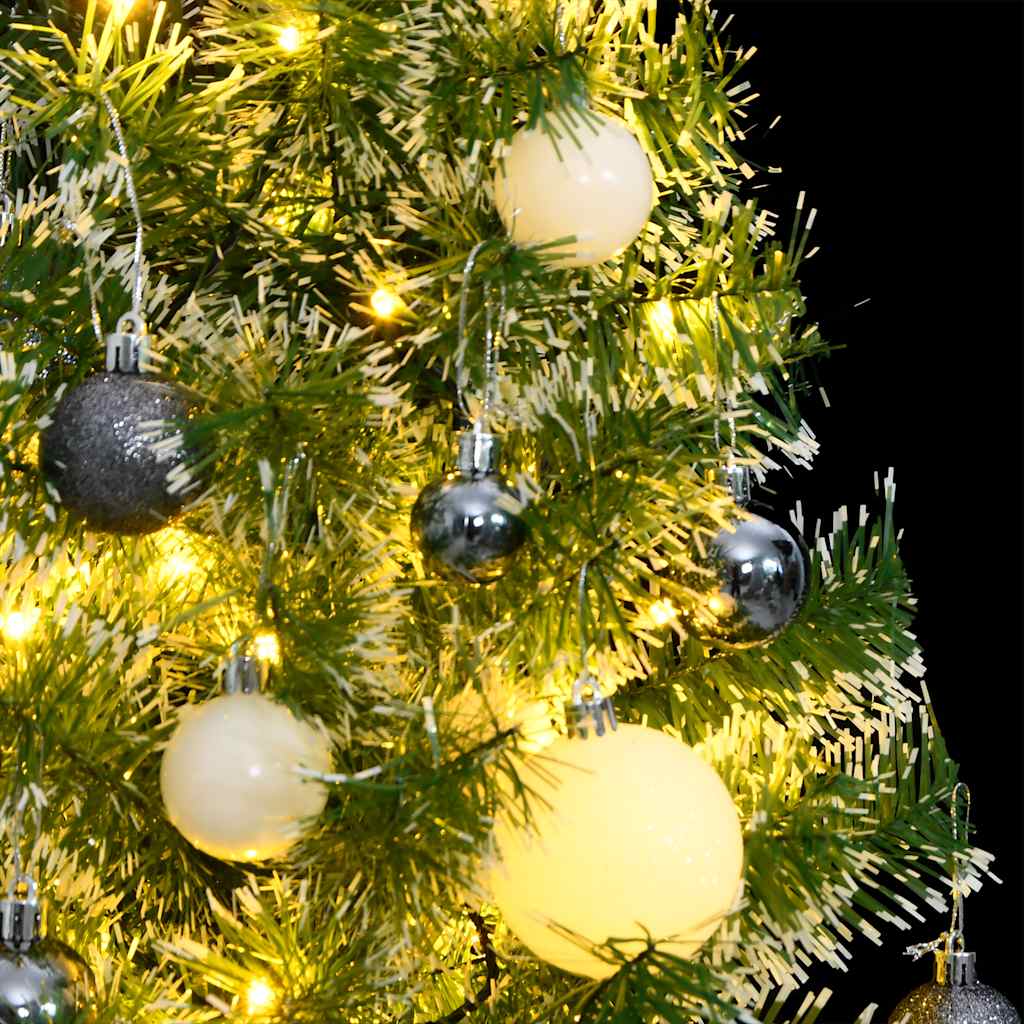 Kunstkerstboom 150 Led's Kerstballen En Sneeuw Goud 150 cm