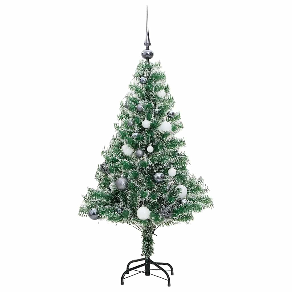 Kunstkerstboom 150 Led's Kerstballen En Sneeuw Goud 150 cm