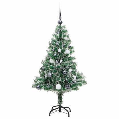 Kunstkerstboom 150 Led's Kerstballen En Sneeuw Goud 150 cm
