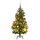 Kunstkerstboom Met Scharnieren 50 Led En Kerstballen Groen 120 cm met LED's en witte ballen