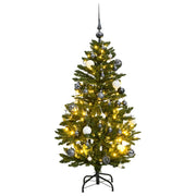 Kunstkerstboom 150 cm groen met 150 LED's en ballen