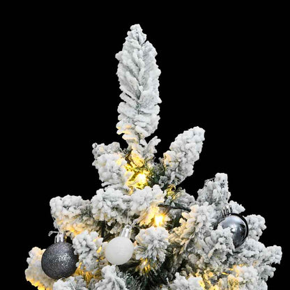 Kunstkerstboom Met Scharnieren 150 Led En Kerstballen 120 cm Groen en wit