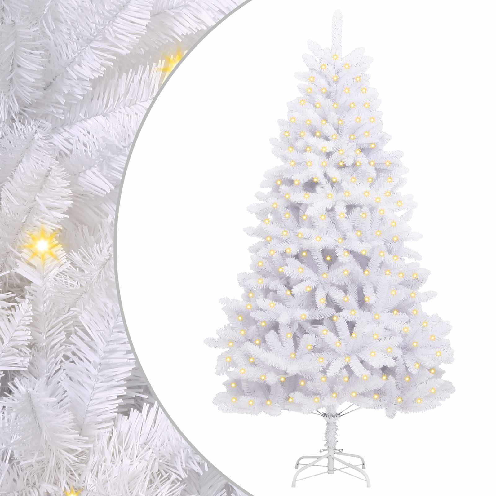 Kunstkerstboom Met 300 Led Pvc En Metaal Wit 180 cm Met LED's