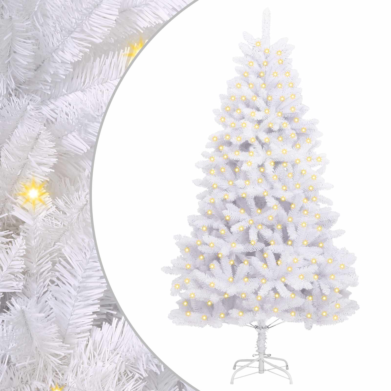 Kunstkerstboom Met 300 Led Pvc En Metaal Wit 210 cm Met LED's