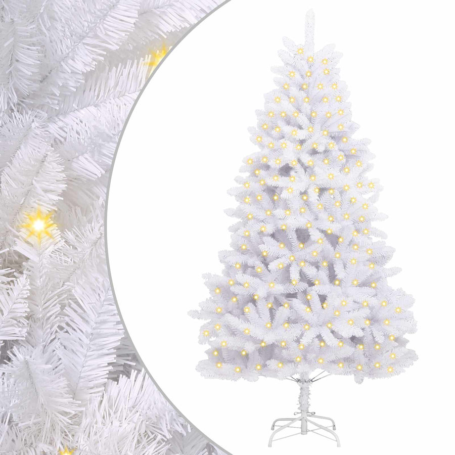 Kunstkerstboom Met 300 Led Pvc En Metaal Wit 210 cm Met LED's