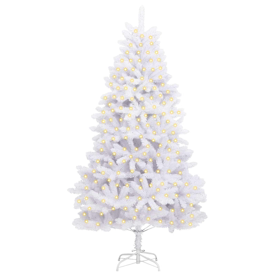 Kunstkerstboom Met 300 Led Pvc En Metaal Wit 210 cm Met LED's