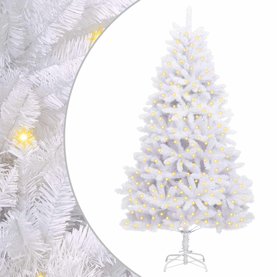 Kunstkerstboom Met 300 Led Pvc En Metaal Wit 240 cm Met LED's
