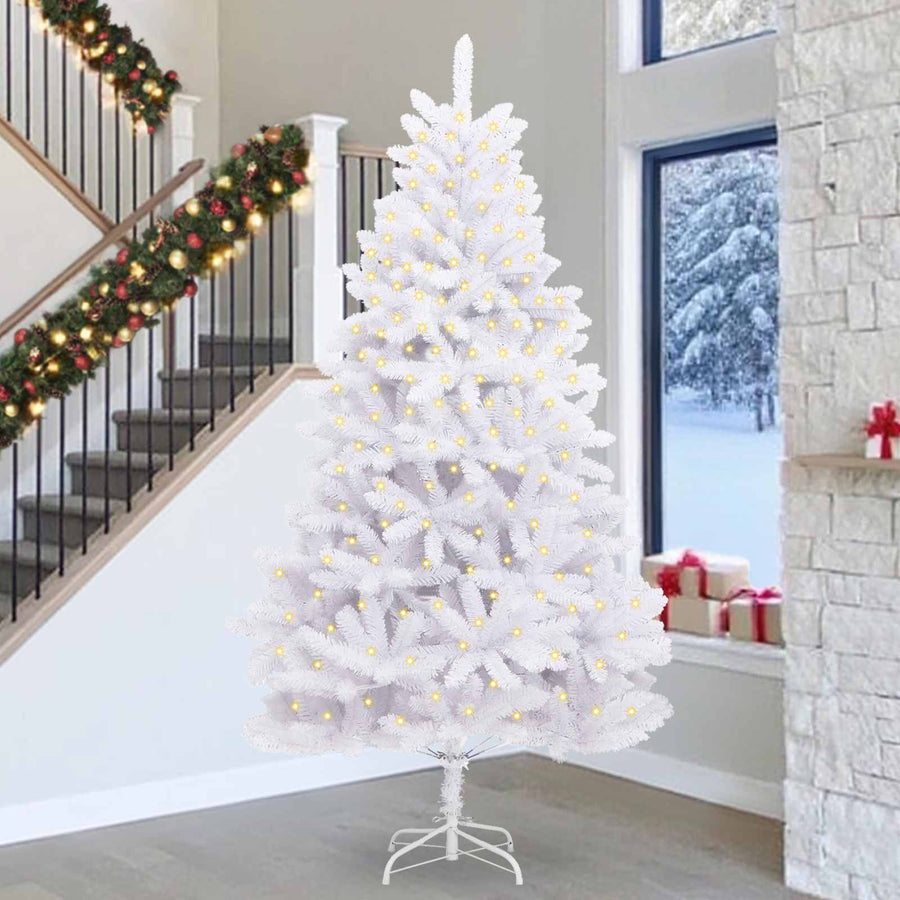 Kunstkerstboom Met 300 Led Pvc En Metaal Wit 300 cm Met LED's