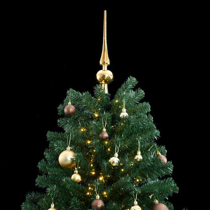 Kunstkerstboom met scharnieren 300 LED's en kerstballen 210 cm