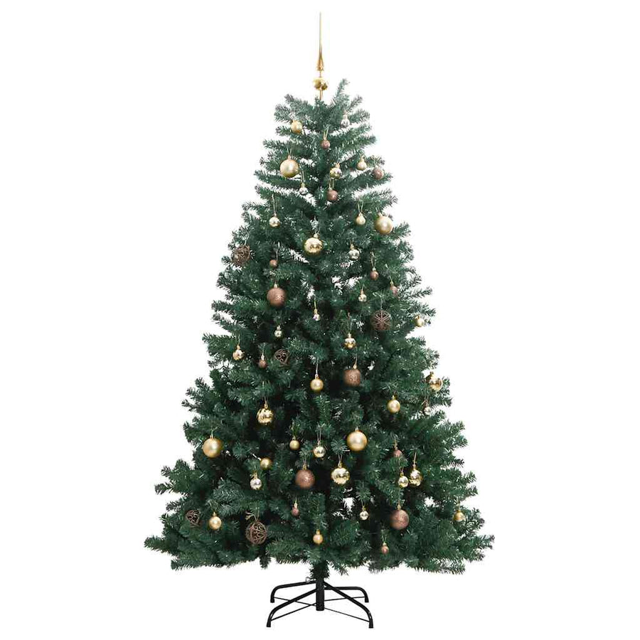 Kunstkerstboom met scharnieren 300 LED's en kerstballen 240 cm