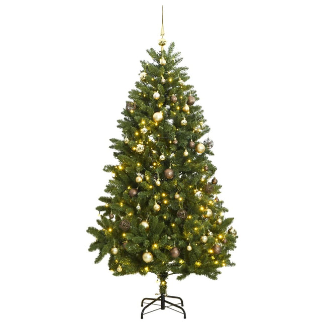 Kunstkerstboom Met Scharnieren 300 Led's En Kerstballen 270 Cm 1 Groen