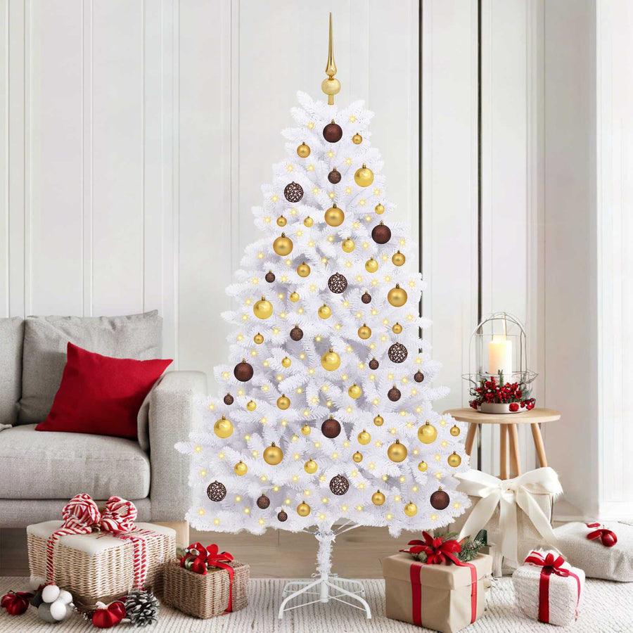 Kunstkerstboom Wit 90 x 90 x 180 cm PVC en Metaal