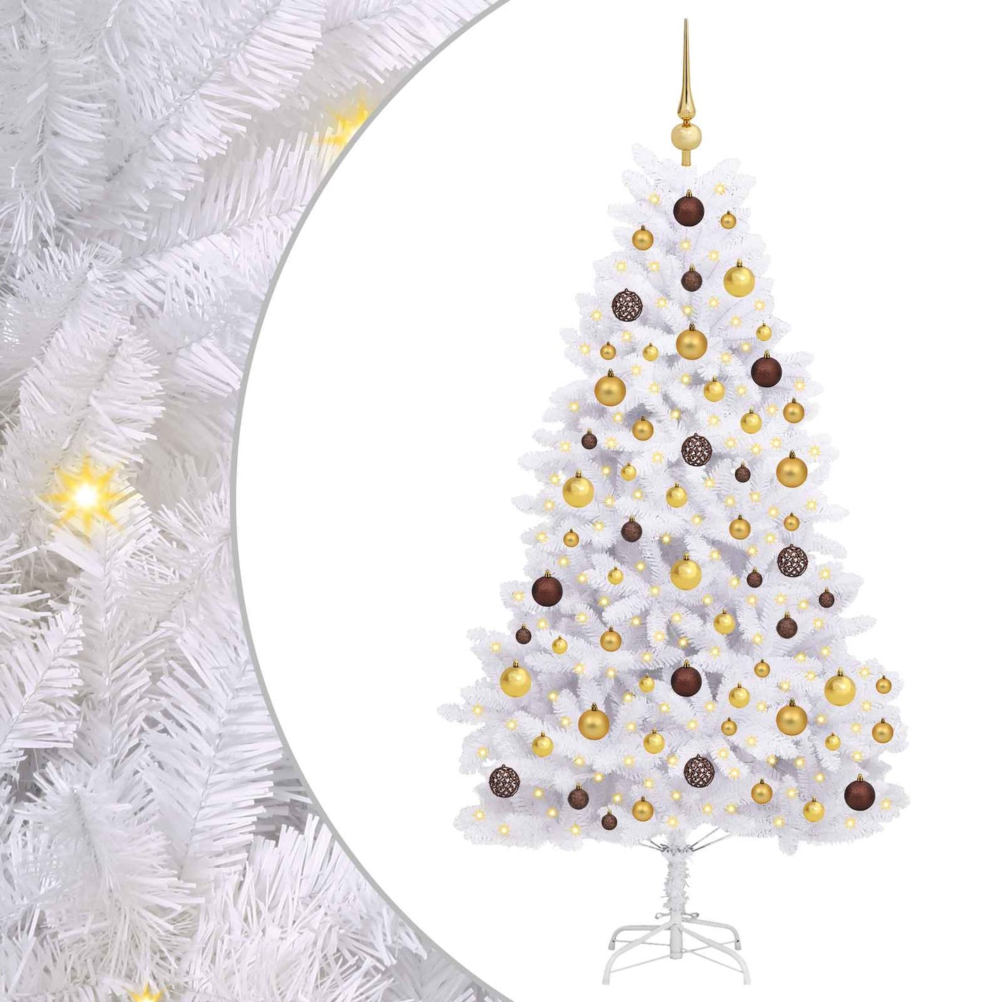 Kunstkerstboom Wit 90 x 90 x 180 cm PVC en Metaal