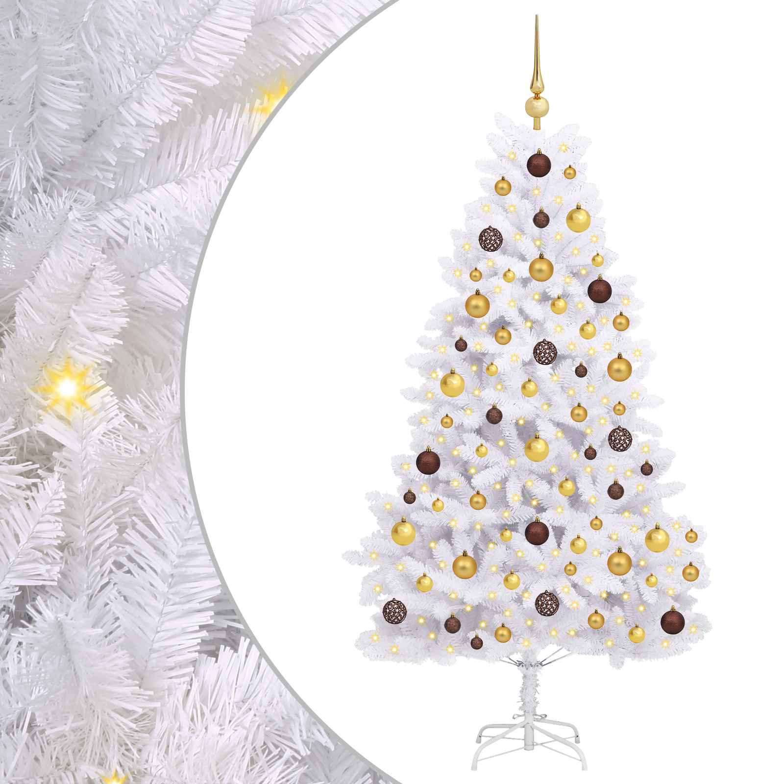 Kunstkerstboom Wit 90 x 90 x 180 cm PVC en Metaal