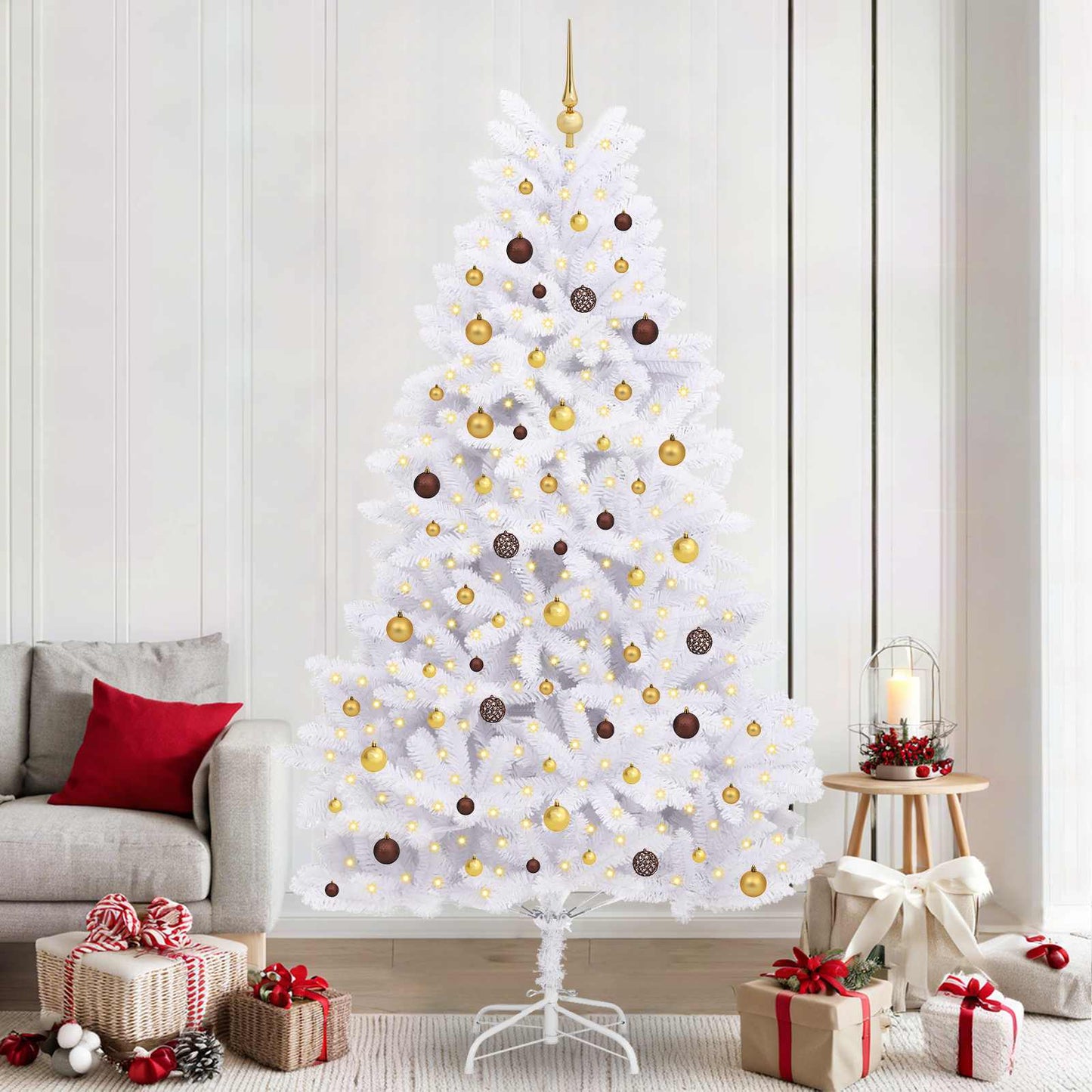 Kunstkerstboom Wit 120 x 120 x 240 cm PVC en Metaal