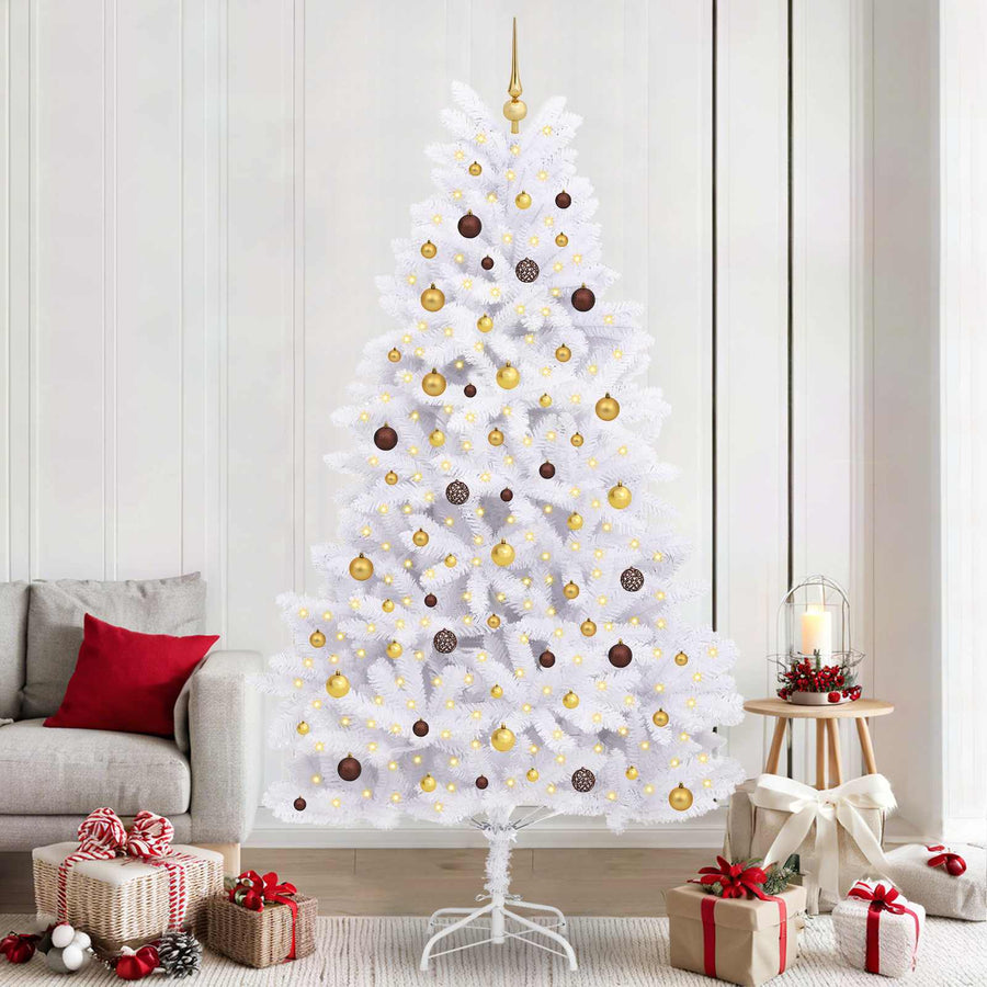 Kunstkerstboom Wit 120 x 120 x 240 cm PVC en Metaal